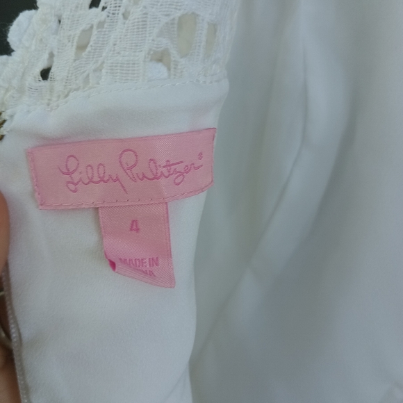 Lilly Pulitzer Dress Womens 4 Off White Raegan Sleeveless Lace Fit Flare Bridal - Picture 16 of 16